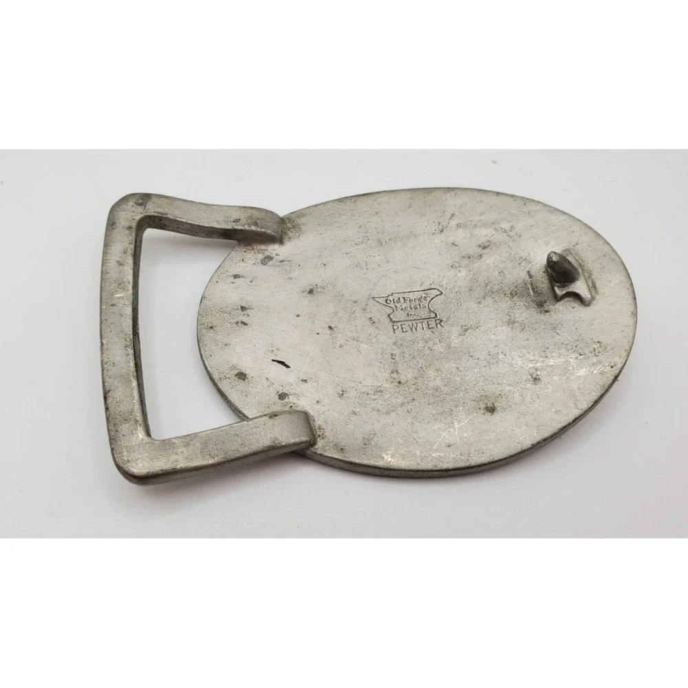 Vintage Horse Jockey Rider Old Forge Metals Pewter Belt Buckle‎